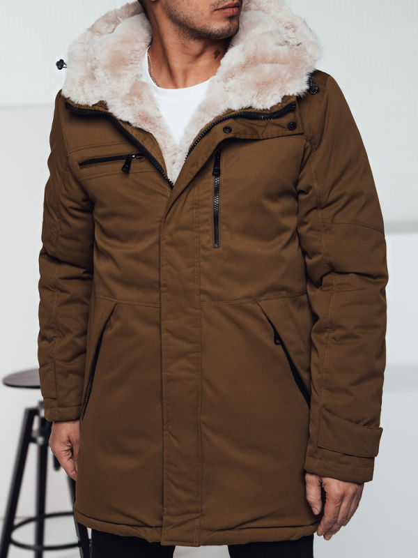 Pánská zimní parka s kapucí béžová Dstreet TX4968 XXL / 54