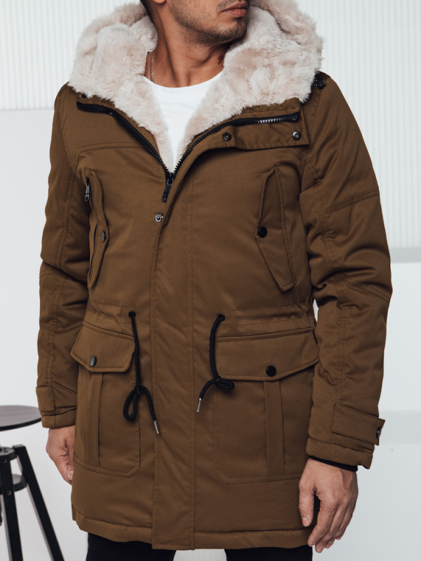 Pánská zimní parka s kapucí béžová Dstreet TX4965 3XL / 56