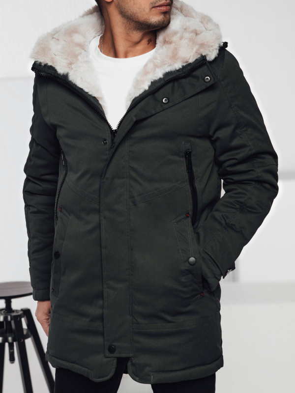 Zimní pánská parka s kapucí zelená Dstreet TX4963 XXL / 54