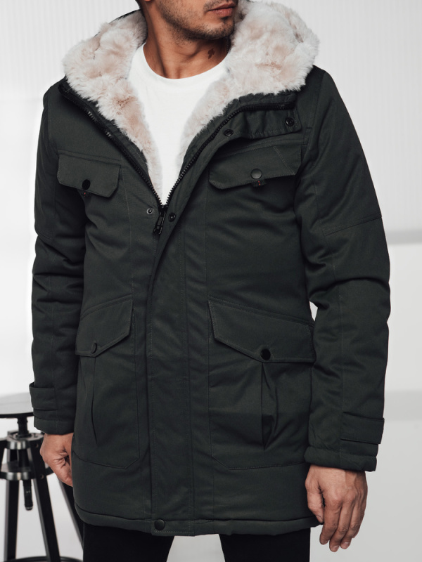 Zimní pánská parka s kapucí zelená Dstreet TX4961 3XL / 56