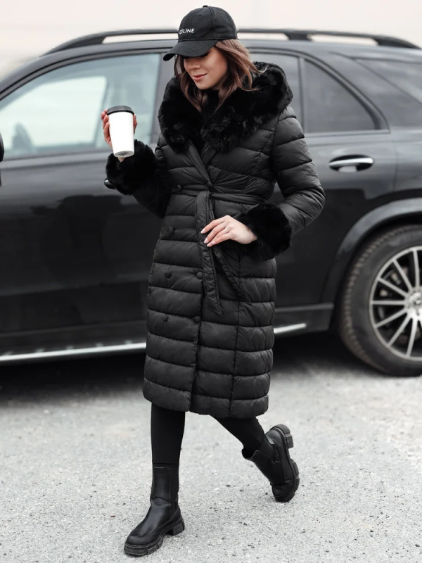 Dámská prošívaná dlouhá bunda ZAELEGANTE černá Dstreet TY4779 XL