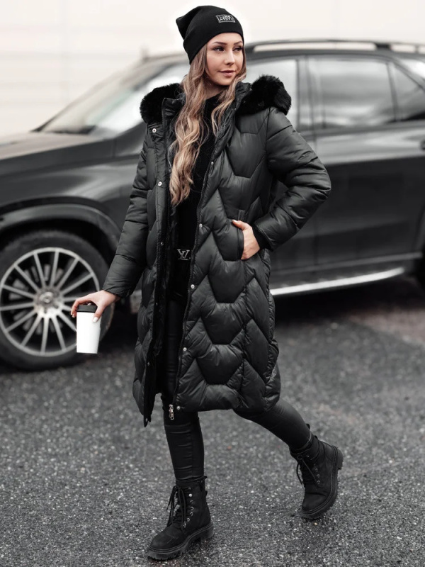 Dámská prošívaná dlouhá bunda WINTERACT černá Dstreet TY4775 L