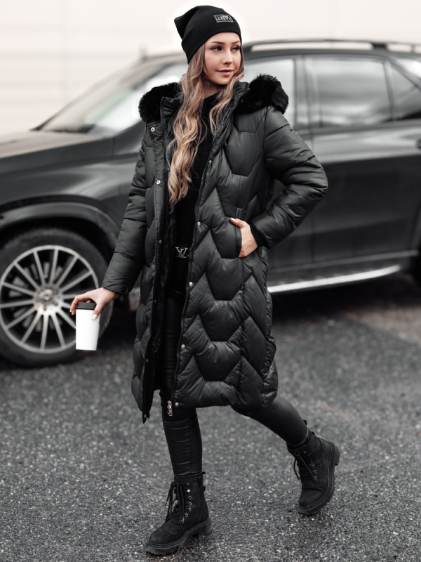 Dámská prošívaná dlouhá bunda WINTERACT černá Dstreet TY4775 L