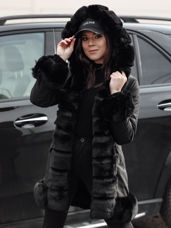 Dámská bunda s kožešinou FURRWINT černá Dstreet TY4772 XL
