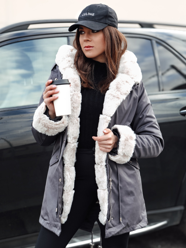 Dámská zimní bunda parka ARCTIC tmavě šedá Dstreet TY4766 XL