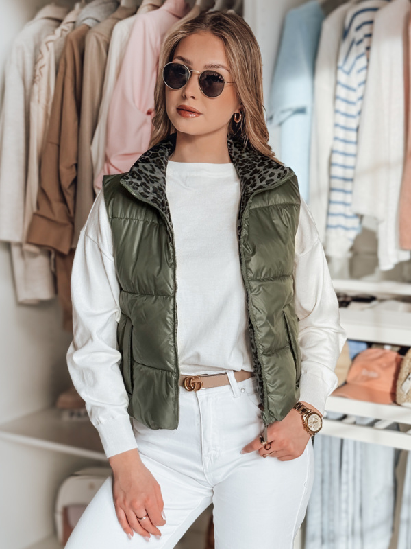 Krátká dámská vesta oboustranná CHIPUFF Dstreet TY4821 Barva: Zelená, Velikost: M