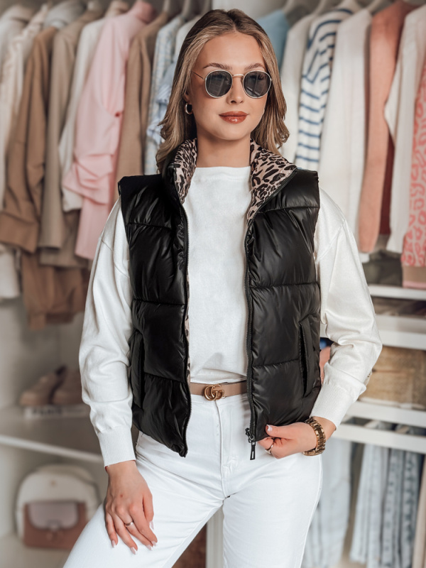 Krátká dámská vesta oboustranná CHIPUFF Dstreet TY4821 Barva: Černá, Velikost: M