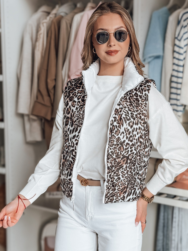 Krátká dámská vesta oboustranná CHIPUFF Dstreet TY4821 Barva: Bílá, Velikost: M
