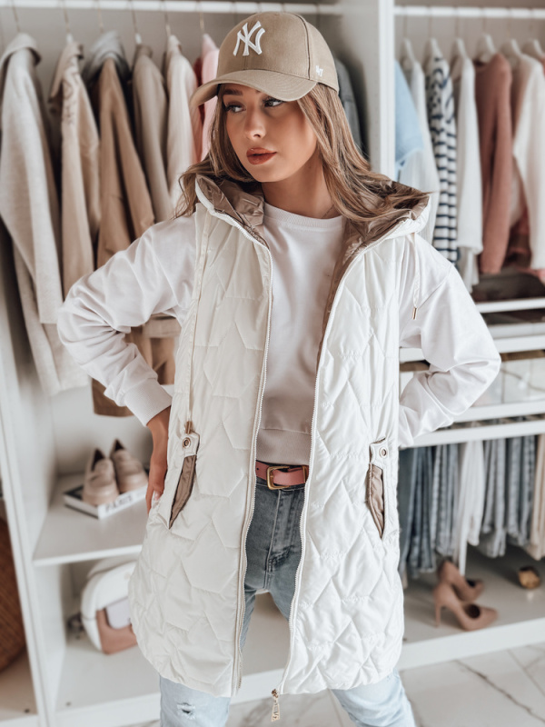 Kamizelka damska przejściowa pikowana GLITTI kamelowa Dstreet TY4803 Barva: Bílá, Velikost: XL