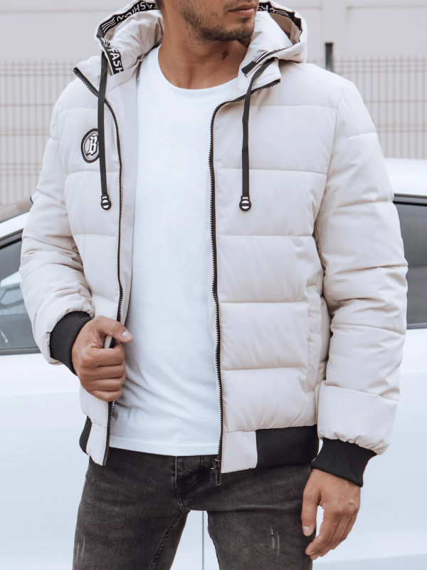 Pánská zimní prošívaná bunda s kapucí bílá Dstreet TX4843 Velikost: 3XL / 56