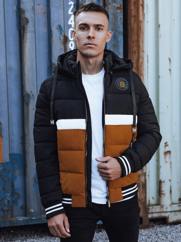 Pánská zimní prošívaná bunda s kapucí černá Dstreet TX4867 Velikost: 3XL