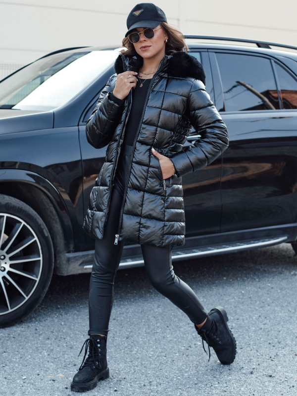 Dámská zimní prošívaná bunda WINTERZIP s kapucí černá Dstreet TY4565 Velikost: M