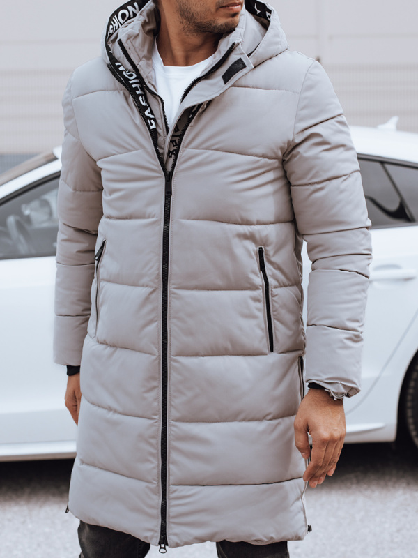 Pánská prošívaná bunda s kapucí Dstreet TX4872 Barva: Béžová, Velikost: 3XL/56