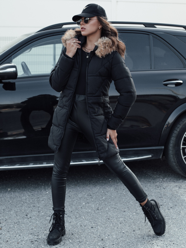 Dámská prošívaná zimní bunda s kapucí NEXUS Dstreet TY4577 Barva: Černá, Velikost: M