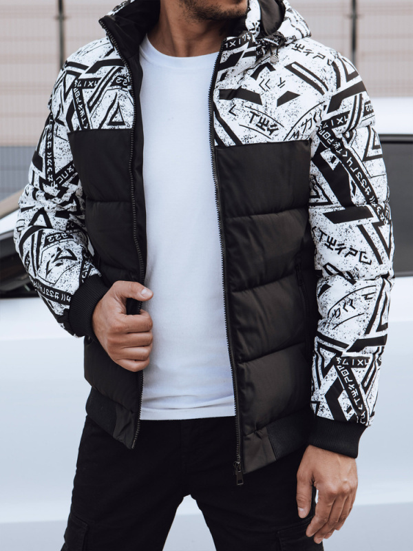 Pánská zimní prošívaná bunda s kapucí bílá Dstreet TX4874 Velikost: 3XL / 56