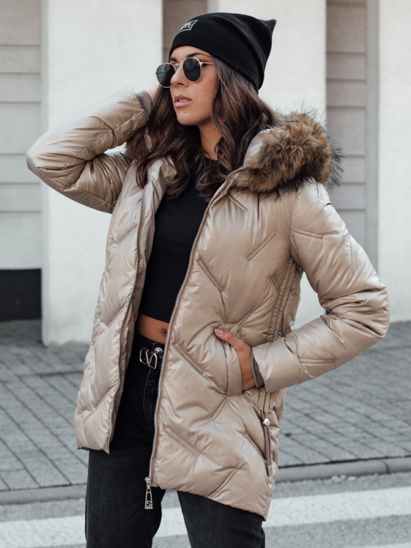 Dámská zimní bunda s kapucí CLASSIQ Dstreet TY4622 Barva: Hnědá, Velikost: S