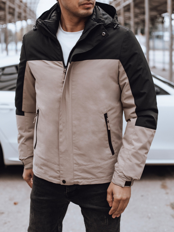 Pánská zimní bunda s kapucí Dstreet TX4896 Barva: Béžová, Velikost: L