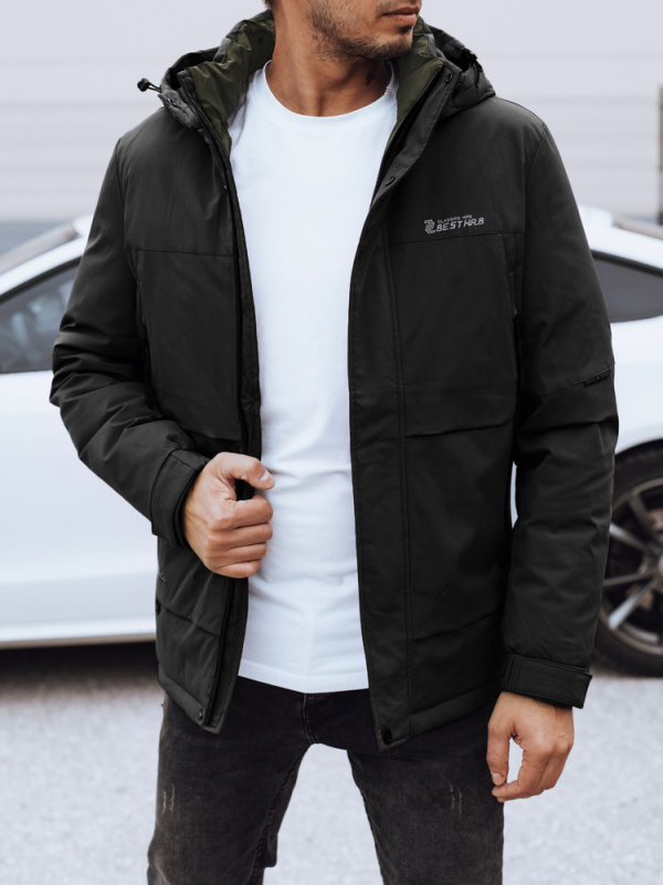 Pánská zimní bunda s kapucí Dstreet TX4909 Barva: Černá, Velikost: 3XL