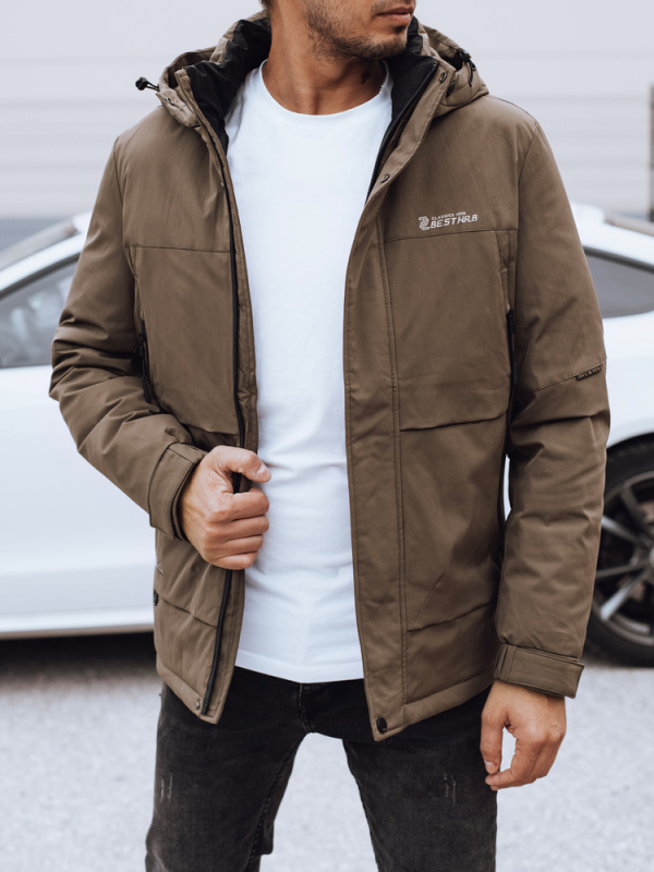 Pánská zimní bunda s kapucí Dstreet TX4909 Barva: Hnědá, Velikost: 3XL