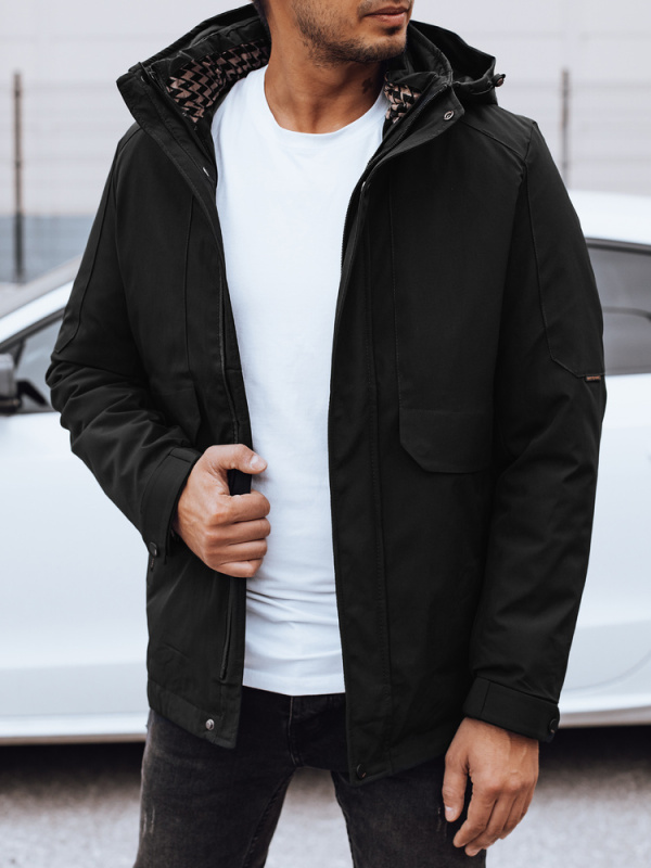 Pánská bunda s kapucí Dstreet TX4907 Barva: Černá, Velikost: 3XL