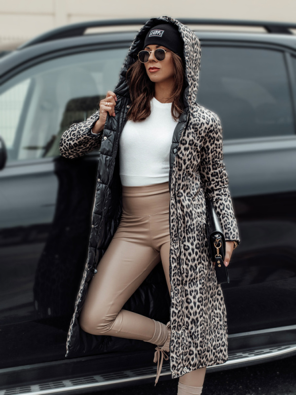 Dámská bunda VELVETTI dlouhá prošívaná s kapucí oboustranná černá Dstreet TY4654 Velikost: XL