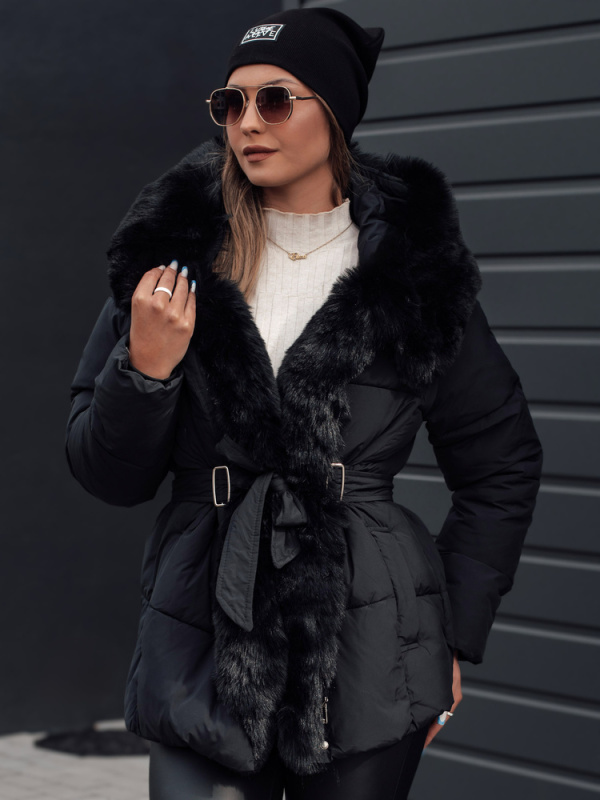 Dámská zimní bunda s kapucí FURSOFT Dstreet TY4668 Barva: Černá, Velikost: M