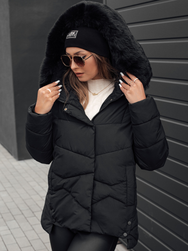 Dámská zimní bunda FIXMIX prošívaná s kapucí černá Dstreet TY4672 Velikost: XL