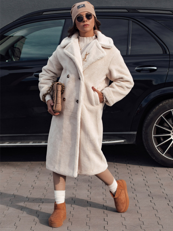 Dámská dlouhá zimní bunda LUXERII Dstreet TY4688 Barva: Béžová, Velikost: S