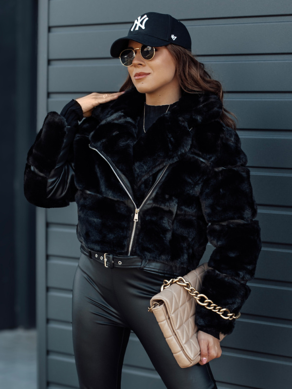 Dámská zimní kožichová bunda SAVARA černá Dstreet TY4693 XL