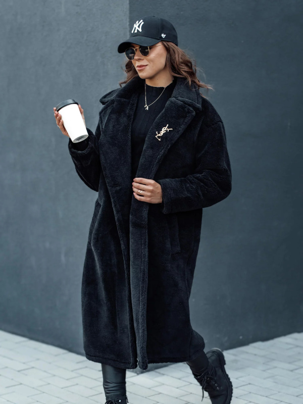 Dámský zimní kabát GLAMFUR dlouhý kožíškový černý Dstreet TY4697 L