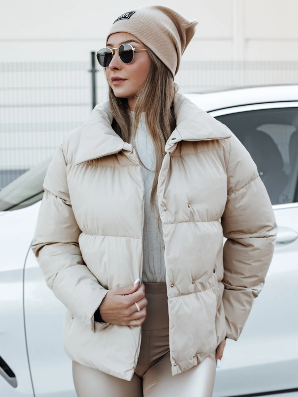 Dámská zimní prošívaná bunda LARO světle béžová Dstreet TY4703 Velikost: XL