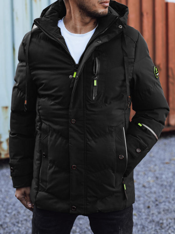 Pánská zimní bunda s kapucí Dstreet TX4925 Barva: Černá, Velikost: XXL