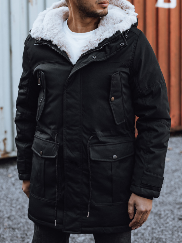Pánská zimní parka s kapucí černá Dstreet TX4933 XL / 52