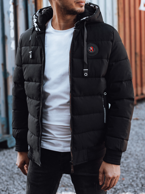 Pánská zimní bunda bomberka s kapucí Dstreet TX4944 Barva: Černá, Velikost: 3XL