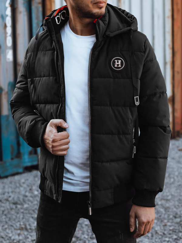 Pánská zimní prošívaná bunda s kapucí černá Dstreet TX4948 Velikost: 3XL