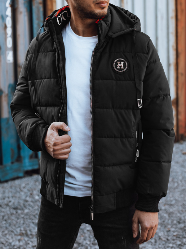 Pánská zimní prošívaná bunda s kapucí černá Dstreet TX4948 Velikost: 3XL