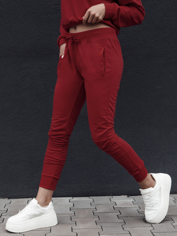 Dstreet Dámské tepláky FITS UY2303 Barva: Bordó, Velikost: L