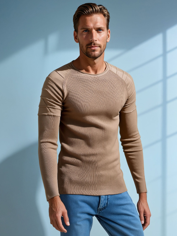 Pánský svetr Dstreet WX2288 Barva: Béžová, Velikost: XL