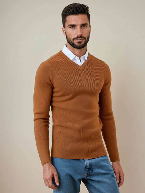 Pánský svetr velbloudí Dstreet WX2290 XL
