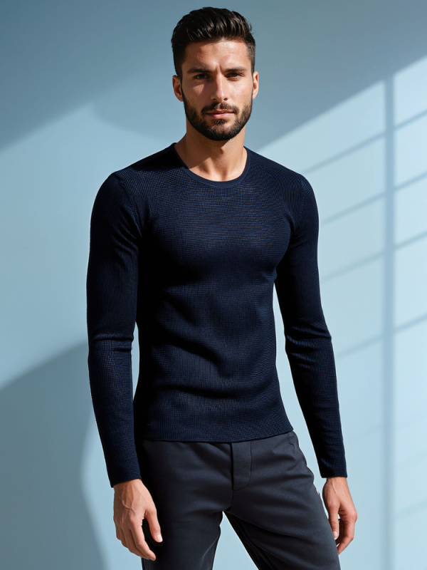 Pánský svetr tmavě modrý WX2296 S