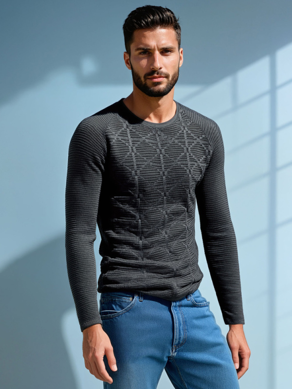Dstreet Pánský svetr WX2300 Barva: Šedá - tmavě, Velikost: XL