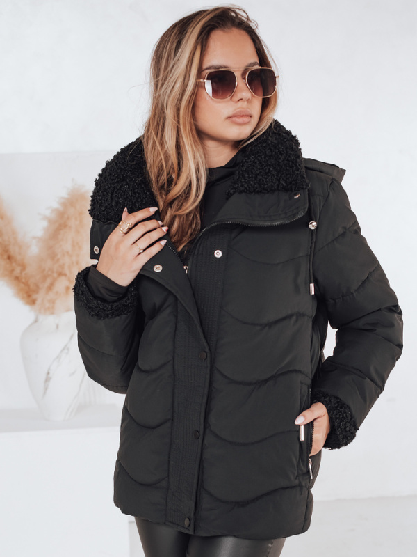 Dámská zimní bunda WARMMISS Dstreet TY4921 s kapucí Barva: Černá, Velikost: S