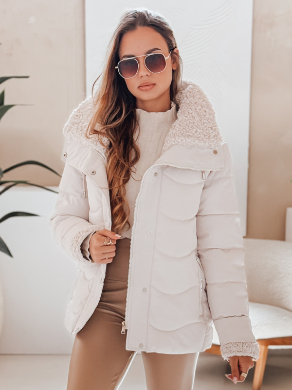 Dámská zimní bunda WARMMISS Dstreet TY4921 s kapucí Barva: Bílá, Velikost: L