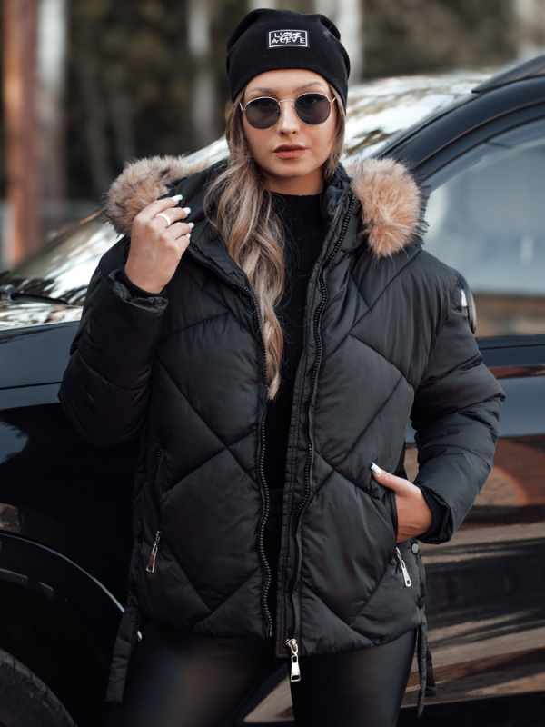 Dámská zimní bunda LESISI prošívaná s kapucí černá Dstreet TY4716 XL