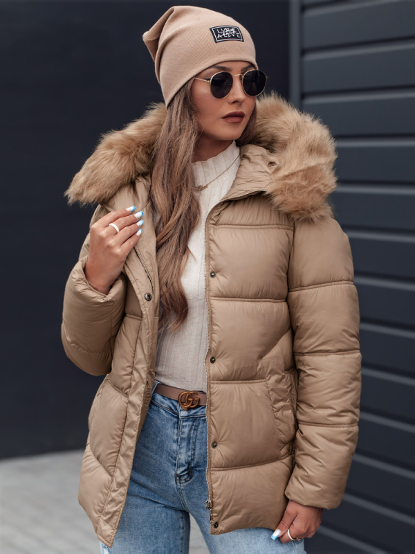 Dámská zimní bunda s kapucí NORDKOLL Dstreet TY4709 Barva: Béžová, Velikost: M