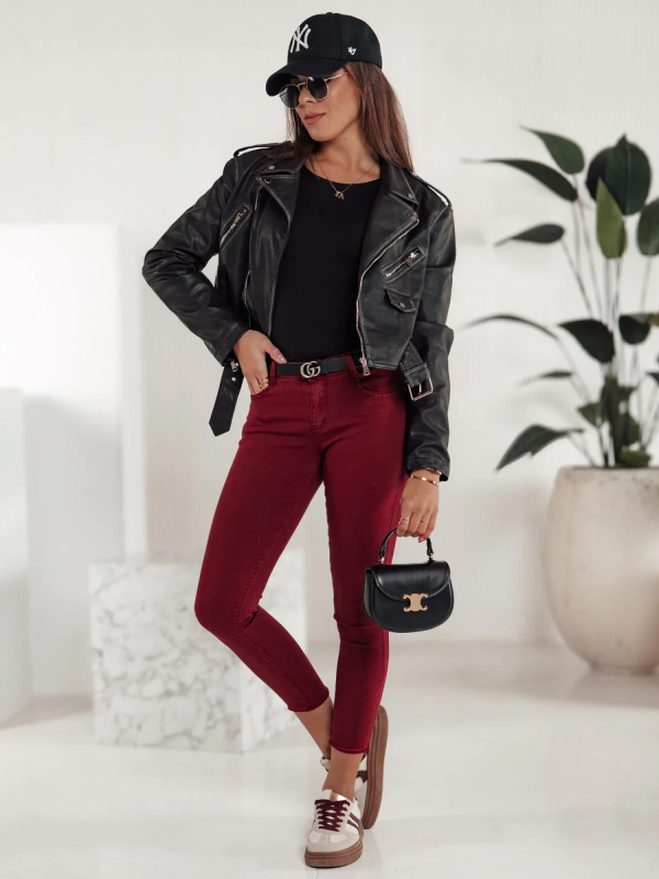 Dámské džíny BRITTNIX typu skinny bordové Dstreet UY2222 s27