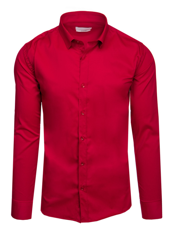 Pánská elegantní košile Dstreet DX2590 Barva: Červená, Velikost: XL