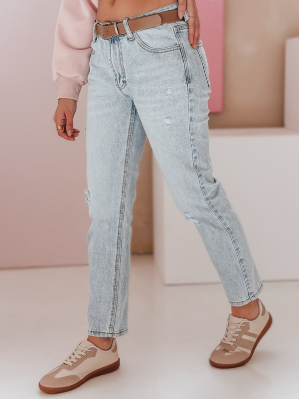 Dámské džíny slim fit s páskem SLIMLEN Dstreet UY2349 Barva: Modrá - světle, Velikost: M