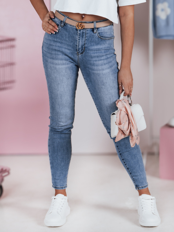 Dámské džíny skinny SKINNTON Dstreet UY2350 Barva: Modrá - světle, Velikost: XL