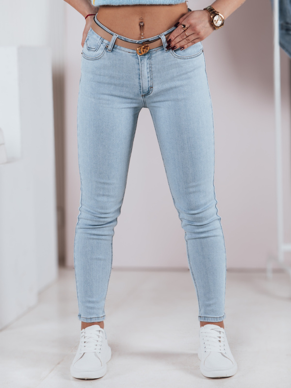 Dámské džíny skinny ELASTICON Dstreet UY2369 Barva: Modrá - světle, Velikost: M